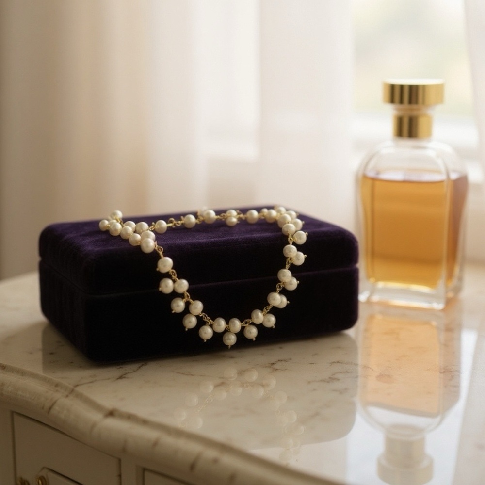 Vintage Freshwater Pearl Drop Necklace 14K Gold Tone Estate Bridal Jewelry - Picture 3 of 5